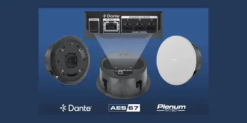 Extron Introduces a New PoE Powered Ceiling Speaker System with Dante and DSP